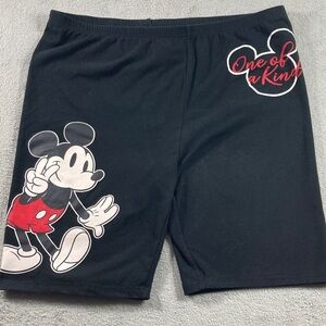 Disney Mickey Mouse Lounge Shorts Women Size XXL Black w Micky Patterned Design